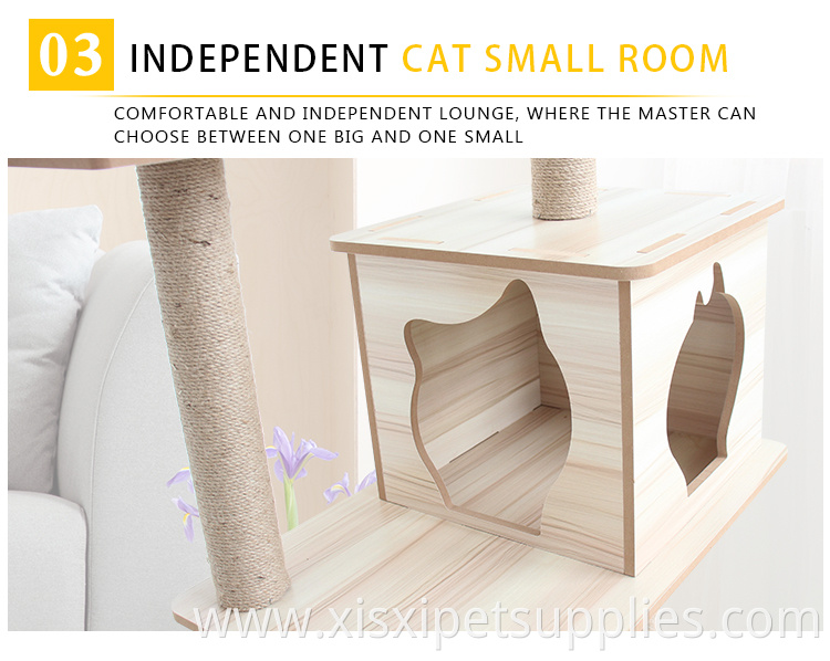 Factory Wholesale Large Wood Cat Climbing Frame Cat Houses Condos Cat Scratcher Tree